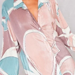 Robe Chemise Plissée Gris Anthracite à Imprimé Abstrait Et Ourlet Volanté -Pas Cher Robe Tendre Magasin 88b58a2cf39c87783a0d608995985320bc056b0a cne2696 4