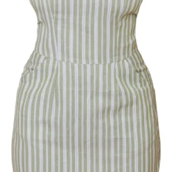 Robe Bustier Moulante Verte Effet Lin à Rayures -Pas Cher Robe Tendre Magasin 88eccec391edf78170e1f58f4b6fabe988693753 cnd9214 5