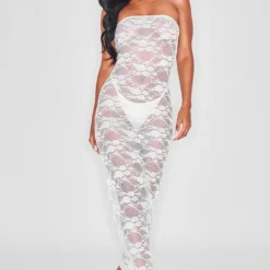 Robe Longue Bustier En Dentelle Fleurie Blanche -Pas Cher Robe Tendre Magasin 895211ad0f0ad7360cd44d57c704a64bb6d716fe cne6565 1