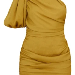 Robe Moulante Vert Olive En Mousseline De Soie à Manche Unique Bouffante -Pas Cher Robe Tendre Magasin 89db3653ec9db025632b1e2a5579ce46dc8f7a30 cmy8598 6