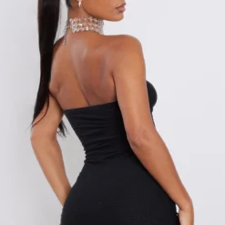 Robe Bustier Texturée Noire à Ourlet Tombant -Pas Cher Robe Tendre Magasin 8a56059631ace58174fec1cabf601cc222e594c3 cnf0252 2