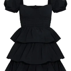 Robe Patineuse Noire Crêpée à Détail Bonnets Et Jupe étagée -Pas Cher Robe Tendre Magasin 8b5a7c568504fb2ce3a98c72cddd695ed4cd1aac cmt1588 6