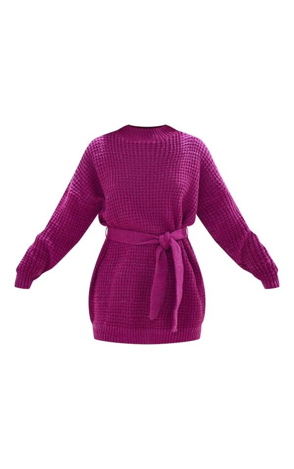Robe Pull En Maille Tricot Gaufrée Violette 5 Robe Pull En Maille Tricot Gaufrée Violette – Image 5