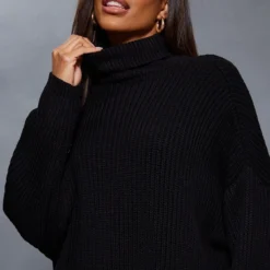 Robe Pull En Maille Tricot Noir Profond à Col Roulé -Pas Cher Robe Tendre Magasin 8e401b0953f92f2a84630fc0831d188e9aa14890 cnc0962 4