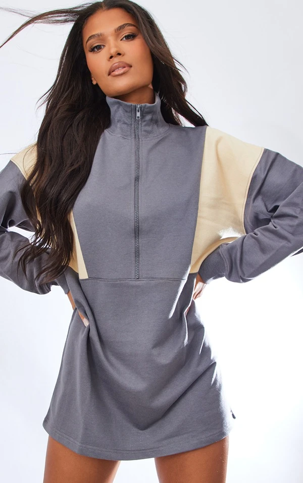 Zero Robe Pull Oversize Noir & Blanc Zippée à Parties Contrastantes Et Col Cheminée 4 Zero Robe Pull Oversize Noir & Blanc Zippée à Parties Contrastantes Et Col Cheminée – Image 4