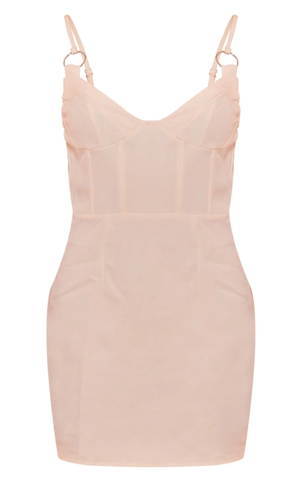 Robe Moulante Gris Pierre Effet Lin à Détail Corset Et Anneaux 4 Robe Moulante Gris Pierre Effet Lin à Détail Corset Et Anneaux – Image 4