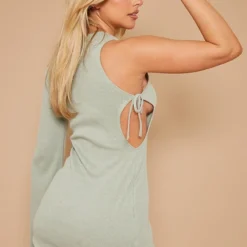 Robe Moulante Côtelée Vert Sauge Asymétrique à Manche Flare -Pas Cher Robe Tendre Magasin 922f07173ca92af080115e3b3cd685fd52cb6265 cnd4059 2