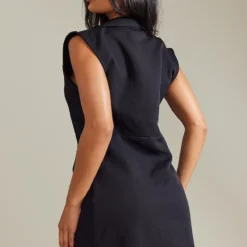 Robe Blazer Noire Ajustée à Bordures Frangées Strassées -Pas Cher Robe Tendre Magasin 9452041deda3317c9690c33c9140729bfd15527f cnb0821 2