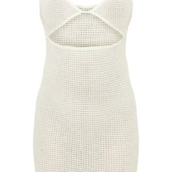 Robe Moulante Blanche En Maille Tricot Texturée à Découpes Et Bretelles -Pas Cher Robe Tendre Magasin 94be11fd0f511a2a47a5f8f79ac7f64f90c34e40 cnd7433 5