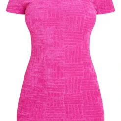 Robe Moulante En éponge Rose Vif Imprimé Abstrait à Mancherons -Pas Cher Robe Tendre Magasin 96a9f177d8db32fcb8fb2884012368576a267a2d cmz2276 6