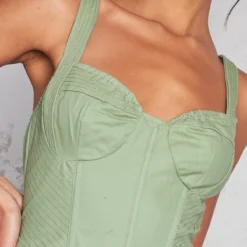 Robe Moulante Cargo Vert Sauge à Détail Corset Et Coutures Contrastantes -Pas Cher Robe Tendre Magasin 973a8ccaafde8ad4cbe7e5da3e09b866fe9d7bd9 cne2865 4