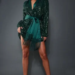 Robe Blazer Vert émeraude à Sequins Et Détail Frange -Pas Cher Robe Tendre Magasin 987467f05ab0ff666218d805e7b22eb6ec09a5c0 cnb8717 3
