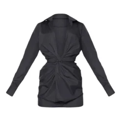 Robe Chemise Noire Décolletée à Détail Noué -Pas Cher Robe Tendre Magasin 99b0f782378500891729015e136ae9547697d49b CLX3279 3