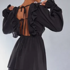 Robe Droite En Mousseline De Soie Noire à Dos Noué -Pas Cher Robe Tendre Magasin 9c82060c3f186797bb0addf41b9b225599d28c22 cna6852 4
