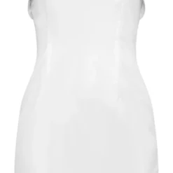Robe Bustier Droite Satinée Blanche à Bordure Repliée -Pas Cher Robe Tendre Magasin 9d1f4060f2f892f2469e1f724ea6b83e6c42f13e cnd5941 5