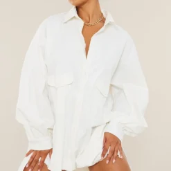 Robe Chemise Oversize En Maille Sergée Blanche à Ourlet élimé Et Boutons -Pas Cher Robe Tendre Magasin 9e5859d574d5dd11b2793dee00fa91206c0c130d cna3025 3
