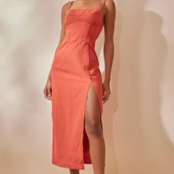 Robe Mi-longue Rouille Fendue à Corset Et Bretelles Fines 7 Robe Mi-longue Rouille Fendue à Corset Et Bretelles Fines -Pas Cher Robe Tendre Magasin 9e612f403e6df0101e41fb7744cc7a28ad326e8b cnd4288 3