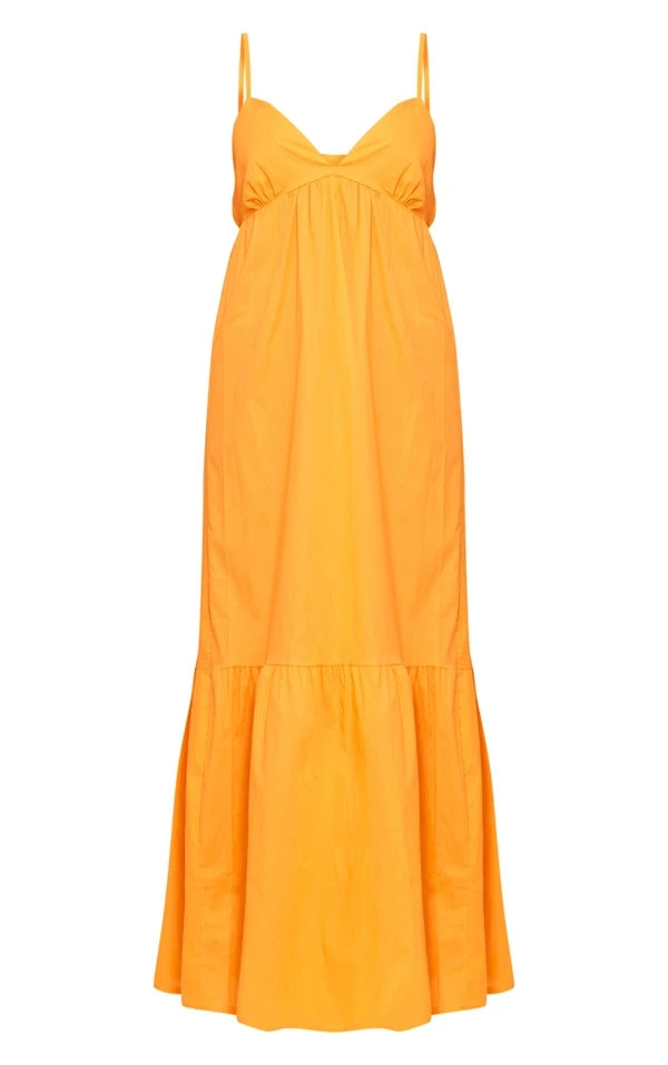 Robe Babydoll Longue Orange à Bretelles Et Superpositions 5 Robe Babydoll Longue Orange à Bretelles Et Superpositions – Image 5