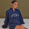 Robe Pull En Polaire Bleu Marine à Slogan Athletics Et Boutons-pression