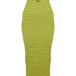 Robe Longue Bustier Texturée Vert Olive Nouée Sur Le Devant -Pas Cher Robe Tendre Magasin a160202b08ab66ebdf1e3cd06ebbd3755d4fddb6 cmz4667 6
