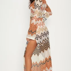 Robe Longue Orange à Imprimé Chevrons -Pas Cher Robe Tendre Magasin a1a1a271d2173c584fca7843d16c8fc41ef6a8e9 CLW0560 4