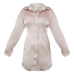 Robe Chemise Satinée Champagne à Taille Ajustée -Pas Cher Robe Tendre Magasin a27c8f6af9091cf51cdc3657c831a19ec2404244 cnc7696 5