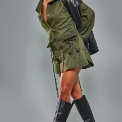 Robe Chemise Oversize En Maille Sergée Kaki à Poches Lacées 7 Robe Chemise Oversize En Maille Sergée Kaki à Poches Lacées -Pas Cher Robe Tendre Magasin a282de8dd96292dd2ff91b9da381cba4db725db8 cna3020 3