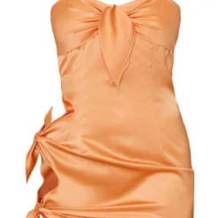 Robe Moulante Satinée Orange à Découpes Nouées Et Bretelles -Pas Cher Robe Tendre Magasin a305c2874ffd071bb84beaf5a4e9f8d972b5fc49 cnd5918 5