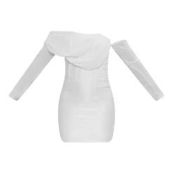 Robe Moulante Asymétrique En Mousseline De Soie Satinée Crème Drapée -Pas Cher Robe Tendre Magasin a42378d0d4c172757cb1c1445ddf54b523040295 cnd0358 5