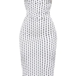 Pure Robe Mi-longue Satinée Blanche à Pois Et Bretelles Croisées Au Dos -Pas Cher Robe Tendre Magasin a5d9731cab92bbcc64bdef9a323f42e74ca0b915 CMG5257 3