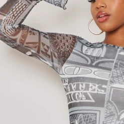 Robe Moulante à Imprimé Noir & Blanc En Mesh à Manches Longues -Pas Cher Robe Tendre Magasin a6fbccf75dea44bc5cd186c5afb3777830694f43 cnb3516 4