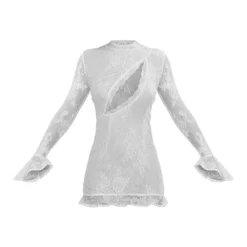 Robe Moulante En Dentelle Transparente Nude Découpée à Manches évasées -Pas Cher Robe Tendre Magasin a7f72fe19122d73d5bae9bb26d415957de15f01d cnc7675 5