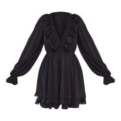 Robe Droite En Mousseline De Soie Noire à Dos Noué -Pas Cher Robe Tendre Magasin a8d45bfe42e479f2689918f237ad91e035155c5e cna6852 5