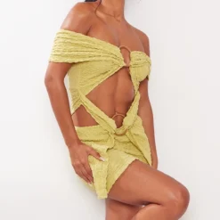 Robe Moulante Texturée Vert Olive à Détail Anneaux -Pas Cher Robe Tendre Magasin a8d4f44710da78b5722b6b6c9d8be2149245e4c3 cne1860 3