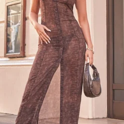 Robe Longue En Mousseline De Soie Chocolat Imprimé Croco -Pas Cher Robe Tendre Magasin abeabf8d84b68dd2cc25049a9193d57c9d8337af CMW1225 4