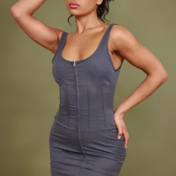 Robe Moulante Gris Anthracite Tissée à Détail Coutures Et Zip -Pas Cher Robe Tendre Magasin ac4d2d8893286650274aa132d6803d68a49663fa cnd1707 1