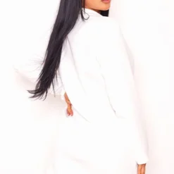 Robe Blazer Décolletée Blanche à Détail Poches -Pas Cher Robe Tendre Magasin ac5232d255c16646cc835935ffc8edea3cf30d7a cne1554 2