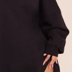 Robe Pull En Sweat Noir à Col Ras Et Ourlet Fendu -Pas Cher Robe Tendre Magasin ad93c6b4355aa8edf82549395da3920503b916e7 cmv4094 5