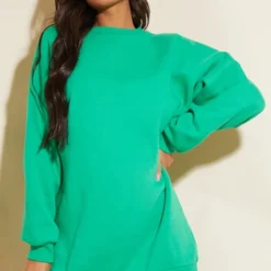 Robe Pull Oversize En Sweat Vert Vif