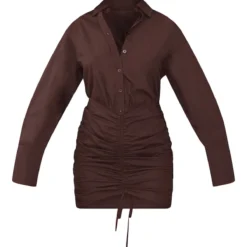 Robe Moulante Style Chemise Oversize Froncée Chocolat -Pas Cher Robe Tendre Magasin ae76603cc5328e993ac988474e54ff7f17df17b7 cnb8479 5