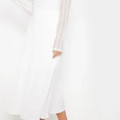 Robe Mi-longue Plissée Blanche à Dentelle -Pas Cher Robe Tendre Magasin aec546075c68c785ac4d262716e6ad1bd13b0d59 cma8560 5