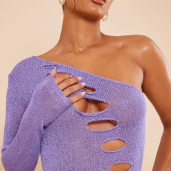 Robe Asymétrique Lilas En Maille Tricot Pailletée -Pas Cher Robe Tendre Magasin af23dc091003d9602d20e491ac1ebb8178079ebb cnc3256 4