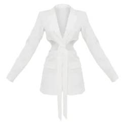 Robe Blazer Blanche Décolletée Découpée à Détail Noué -Pas Cher Robe Tendre Magasin b0d87a7b89b7c76d51443adeab977a3b7bbe3051 cnd2333 5