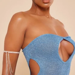 Robe Longue Bleue En Maille Tricot Pailletée Découpée -Pas Cher Robe Tendre Magasin b35045061ef80a67ed974291191c770205563c7b cnc3263 4