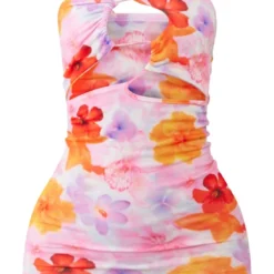 Logic Robe Moulante Fleurie Rose à Découpes Et Bretelle Asymétrique -Pas Cher Robe Tendre Magasin b362eb67fde0d5b033b55707e148a09ad605a3d8 cne8576 5