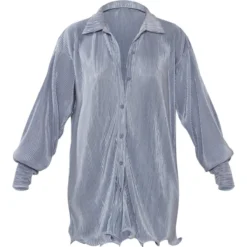 Robe Chemise Bleu Minéral Plissée à Ourlet Volanté -Pas Cher Robe Tendre Magasin b4a655a137262bc7700c3f63407360983a851cea cnd0032 5