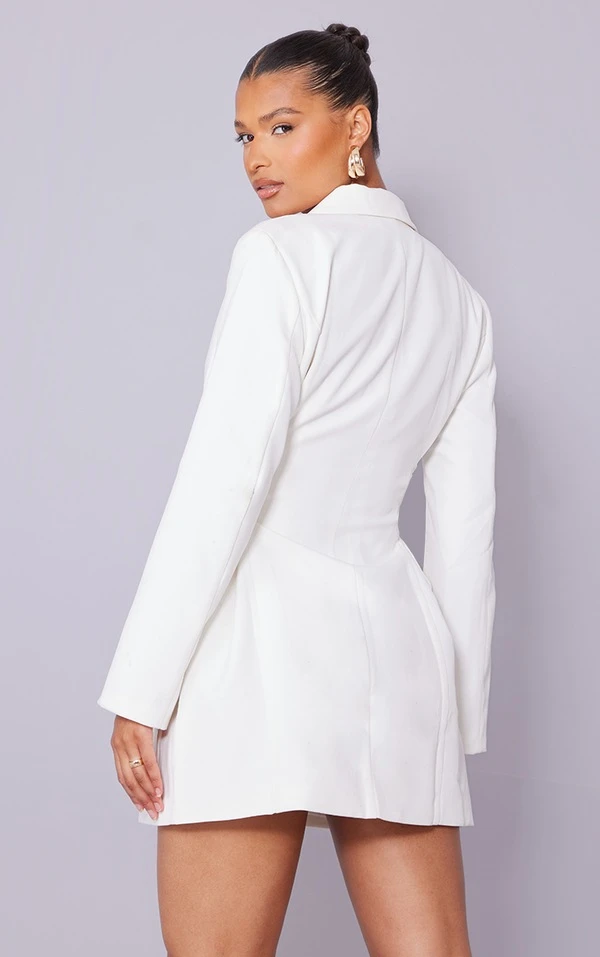 Robe Blazer Crème à Lacets Détail Corset 2 Robe Blazer Crème à Lacets Détail Corset – Image 2