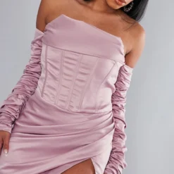 Label PLT Robe Satinée Rose à Corset Et Manches Froncées -Pas Cher Robe Tendre Magasin b70d4ab363b0b8522144254188ecbfdf23bc96b6 cnd0013 4