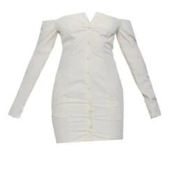 Robe Chemise Tissée Crème à Col Bardot Et Détail Poches -Pas Cher Robe Tendre Magasin b7cdf80d074dafa2f4d188207147e952e2a8c856 cnd1222 5