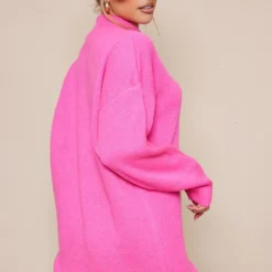 Robe Pull Rose Vif En Maille Tricot Effet Brossé -Pas Cher Robe Tendre Magasin b857357f0373c1e713e99cd185fe774e3895a62a cnd2104 2